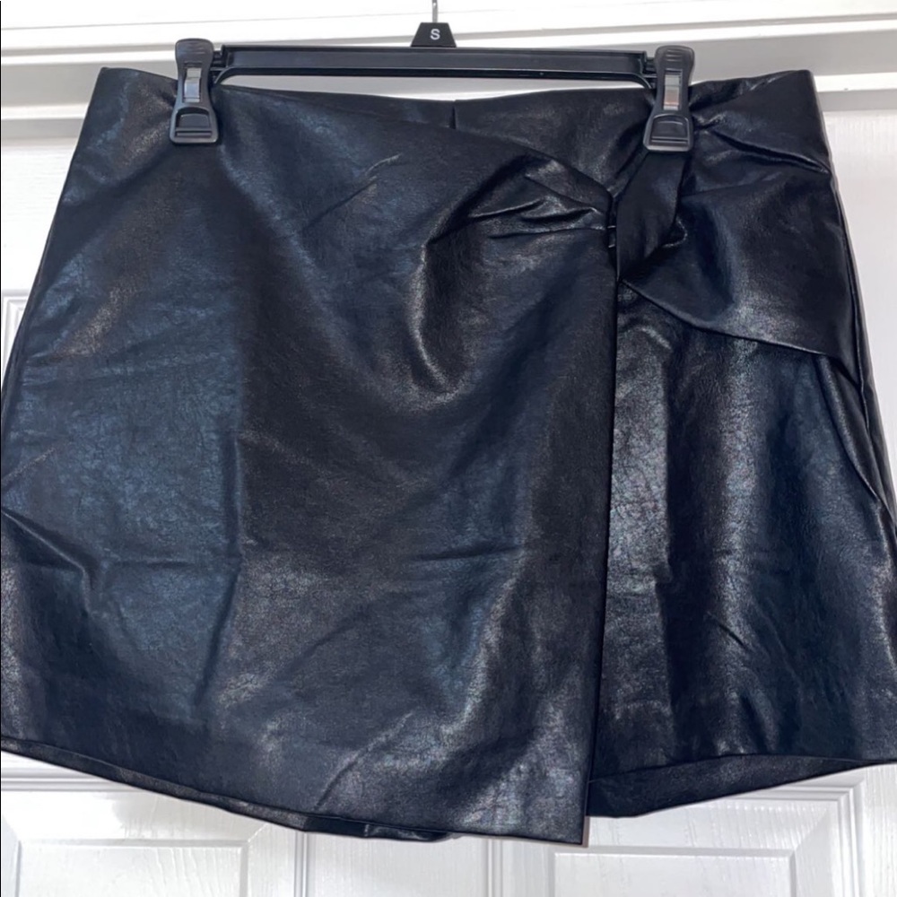 These Three Boutique Faux Leather Skort